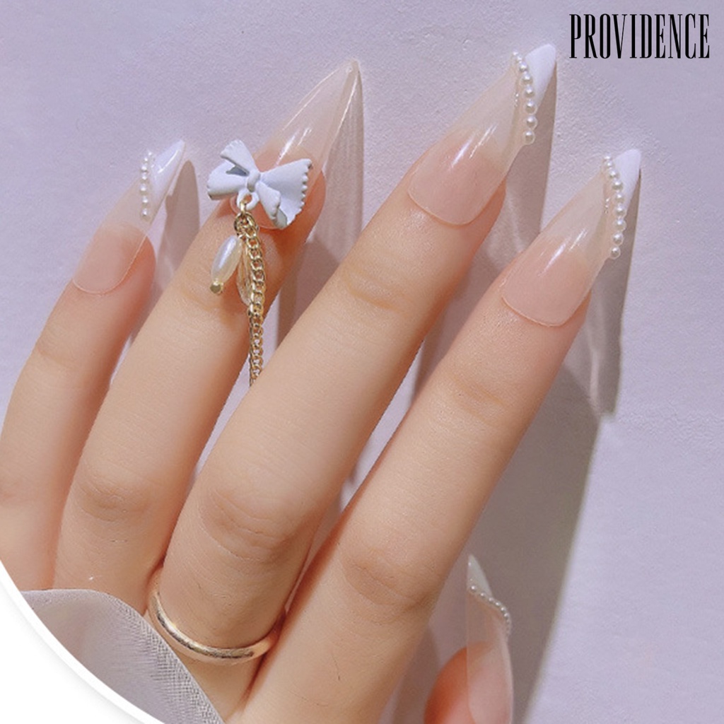 Providence 3pcs / Set Ornamen Rantai Pita 3d Anti Pudar Aksesoris Nail Art / Manicure Wanita