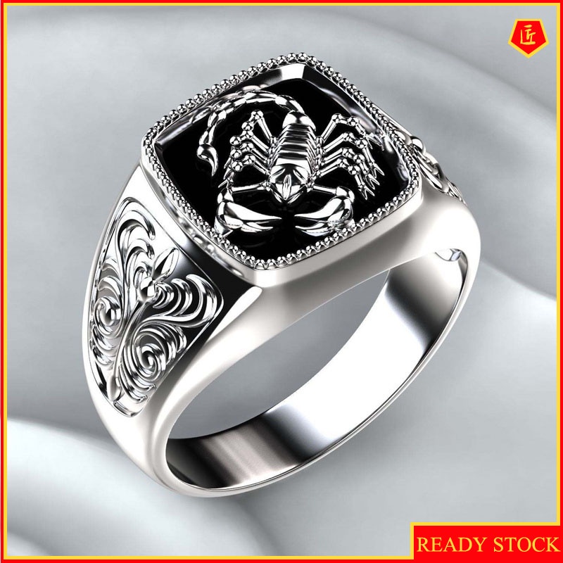 [Ready Stock]Creative Scorpio Embossed Men's Ring 925 Silver