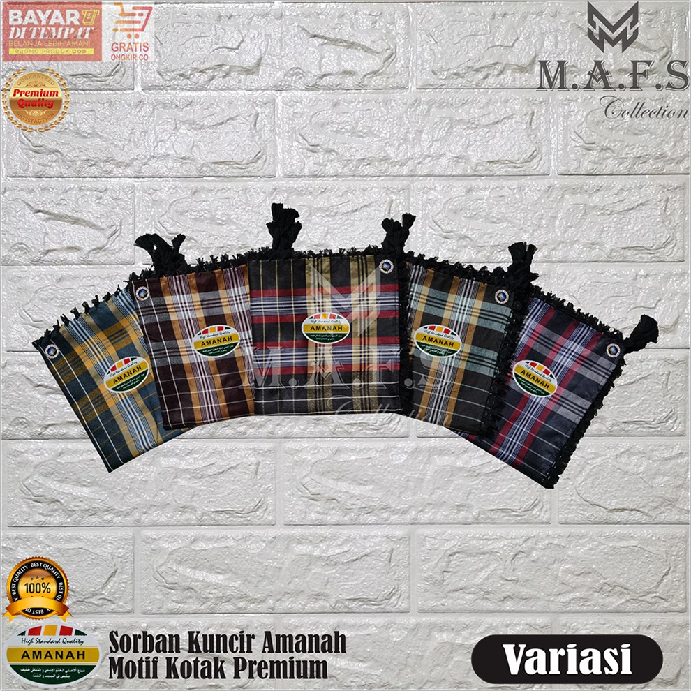 SORBAN SHEMAGH SORBAN KUNCIR AMANAH FULL WARNA MOTIF KOTAK