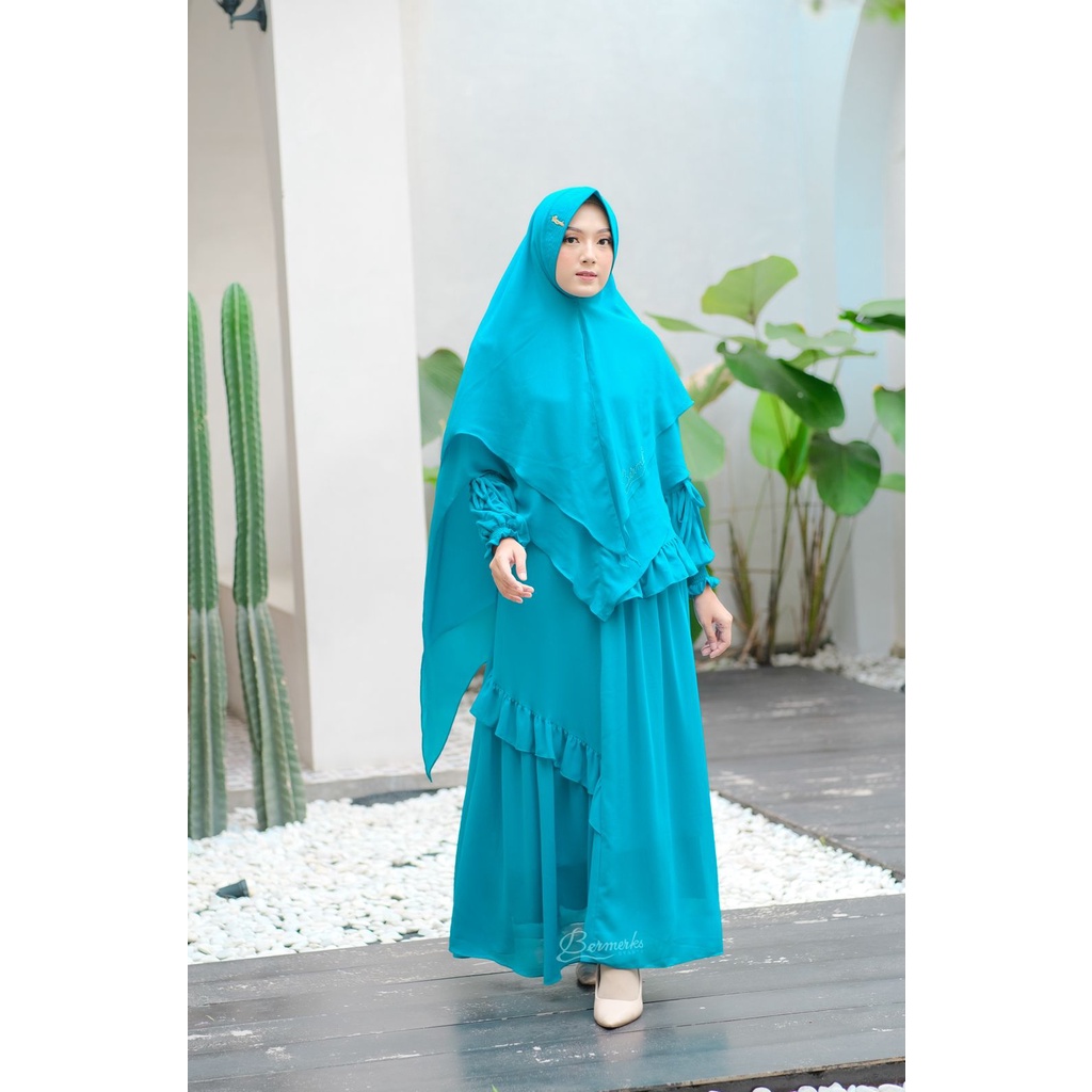 Gamis ceruty babydoll ayudia ori bermerks model terbaru rempel layer original set hijab syari ayudia putih polos haji umrah umroh ihram kain