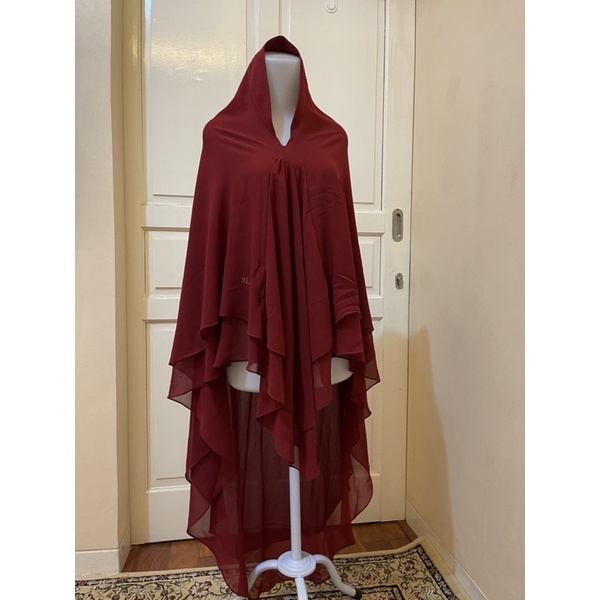 Khimar Sisesa Merah Maroon