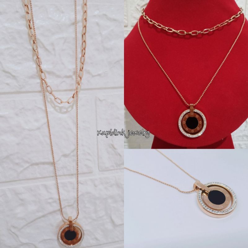 KALUNG RANTAI WANITA LIONTIN KOTAK CANTIK DAN UNIK KALUNG LAPIS EMAS IMITASI