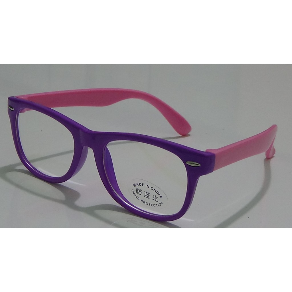 Kacamata Anak Anti Radiasi Blueray Blue Light HP Komputer Bahan Silikon Lentur Laki Laki & Perempuan-9. Ungu Pink