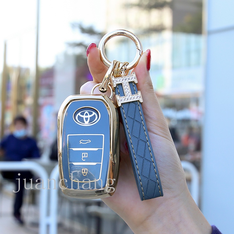 Soft Tpu Car Remote Key Case Cover Pelindung Shell Untuk Toyota Prius Camry Corolla C-HR CHR RAV4 Prado 2018kunci Aksesoris (Tidak Cocok Untuk Empat Tombol)