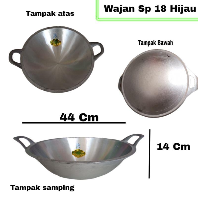 Wajan Aluminium Tebal SP 18 Hijau