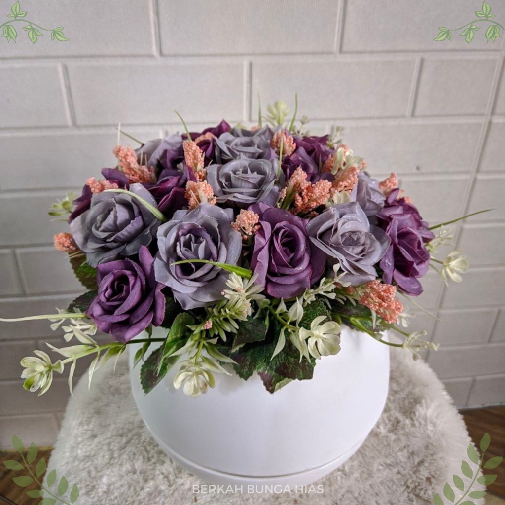 Bunga Mawar Artificial - Bunga Mawar Hiasan Dekorasi Rumah - Bunga Meja Tamu Mawar Plastik Premium M