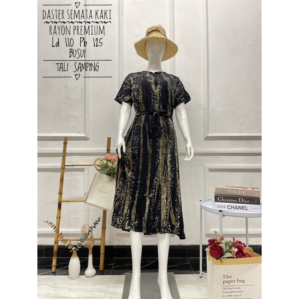 Hot Sale ! Daster Long Semata Kaki abstrak cap - Daster Twill Rayon - Daster Jumbo lengan pendek - Daster Batik Usman kekinian-23