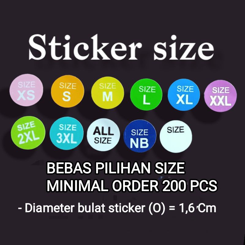 

Stiker tempelan stiker size/ stiker label ukuran baju stiker size tempelan