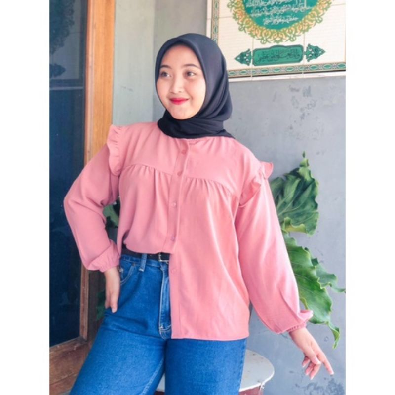 Miami Blouse Crinkle Airflow Atasan Wanita Ruffle Crinkle Premium