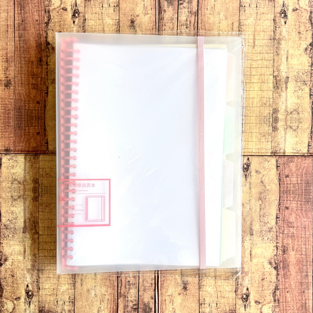 Map Binder Wengu A5 B5 Label Transparan Tali Ring Besi Pastel - Binder Note Plus Loose Leaf dan Divider - Binder File