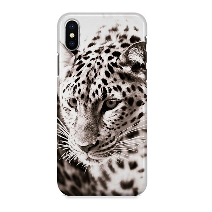 Indocustomcase Snow Cat White Leopard Hard Case Cover For iPhone X