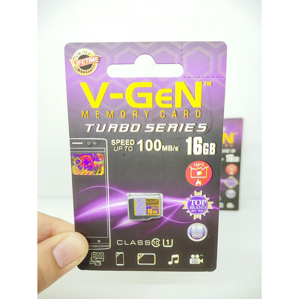 Memory Card V-GEN 16GB CLASS 10 100MBpS TURBO SERIES Memory VGEN Micro SD Card GARANSI SEUMUR HIDUP