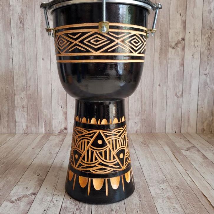 Oke Price.. Kendang Gendang Jimbe Darbuka Pakai Mika 8 Inch Ukir Super Black Berkualitas