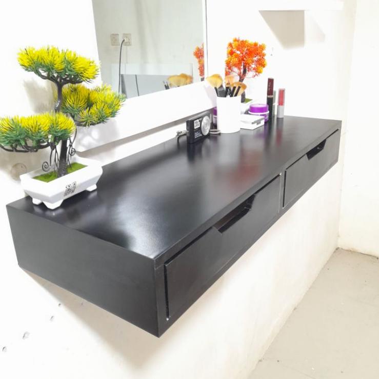 Fast Respon Meja Rias Gantung Dinding Minimallis uk 80x30x11 cm | Rak Dinding Double Pintu |  Meja Vanity