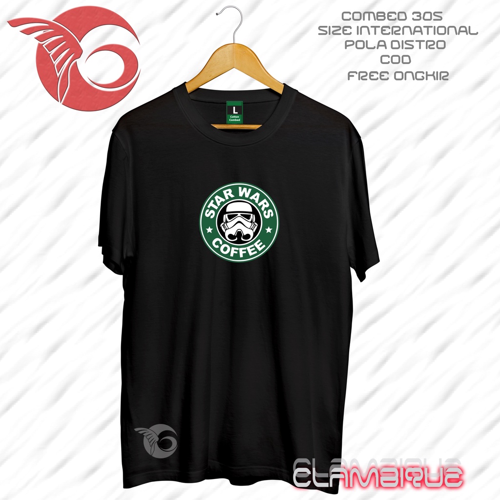 Clambique Kaos Distro STARWARS CAFE Katun Combed 30s Distro Thematic Kaos Pria Distro original 100% 