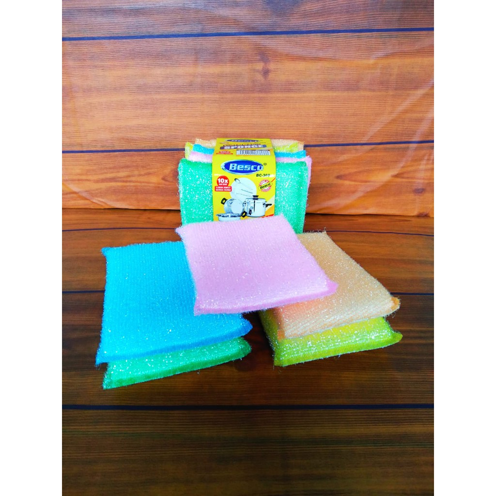 Spon Tapas Bantal / Sponge / Spons Cuci Piring Dapur (isi 5 pcs) - Warna-Warni