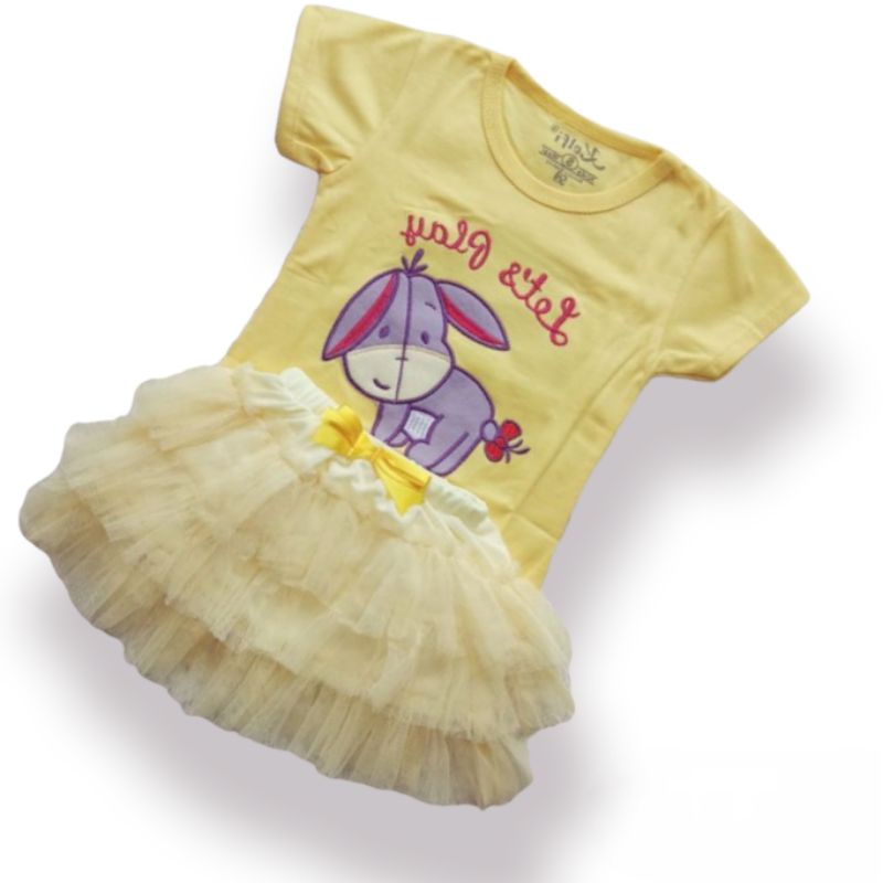 Setelan Anak Rok Tutu + Kaos Bordir 0 bulan - 2 tahun / Rok Tutu Anak + Kaos Anak Bordir