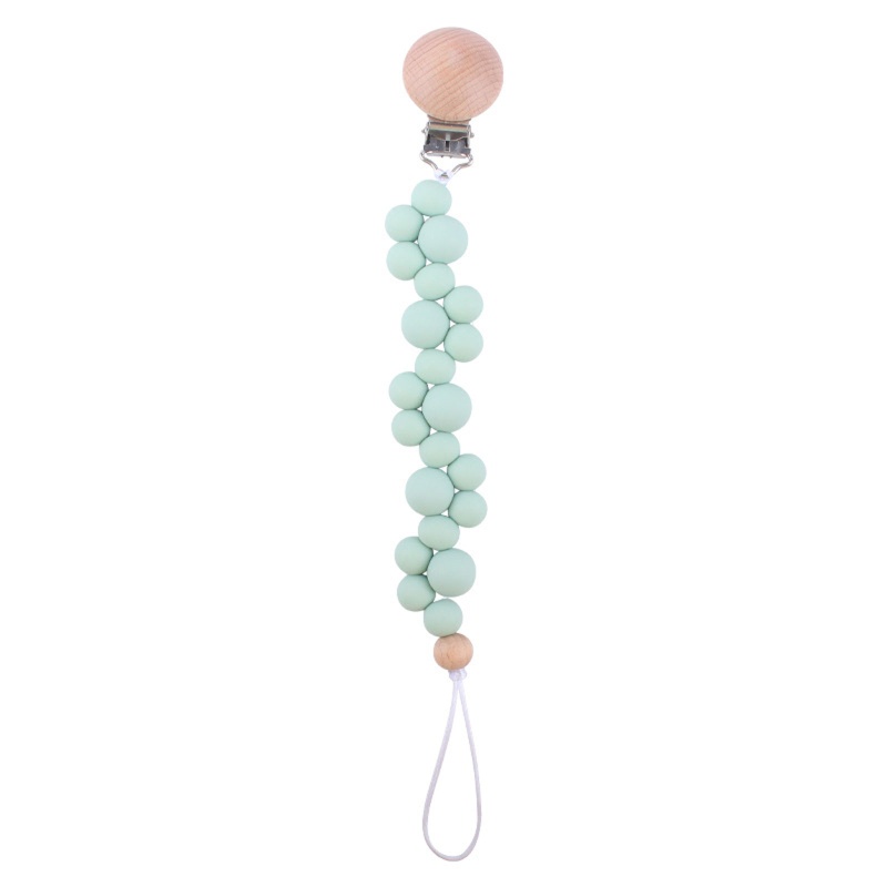 Mary Klip Rantai Manik Kayu Beech Holder Dot Empeng / Teether Bayi DIY