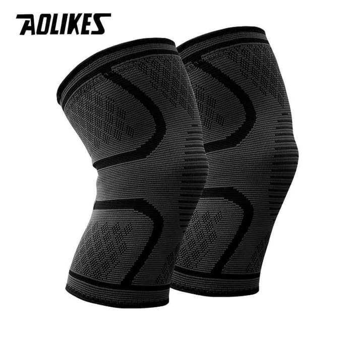 AOLIKES Pelindung Lutut Knee Support Pad Brace Fitness 1 Pair - 7718  - Black