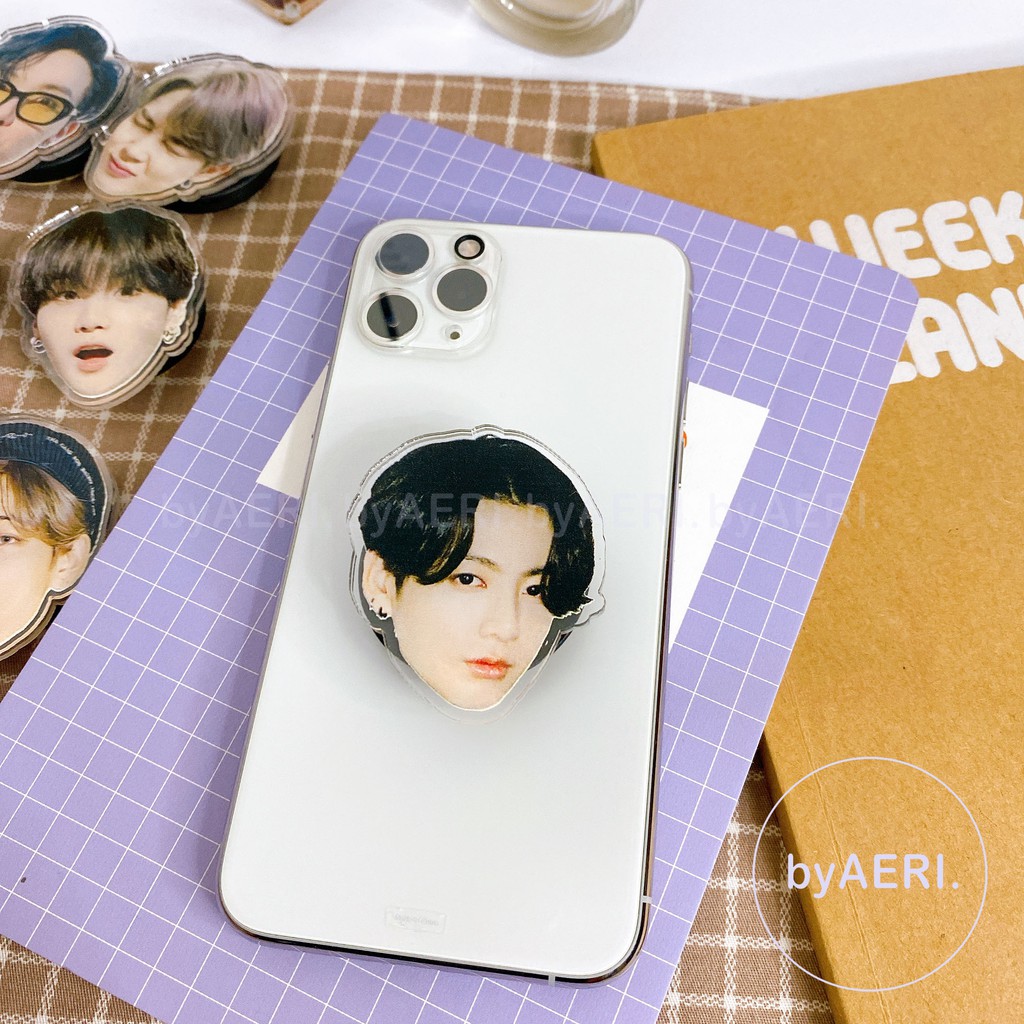 B T S POPSOCKET Akrilik Ready Stock (Pop Socket Wajah KPOP Holder Handphone/Pegangan HP)