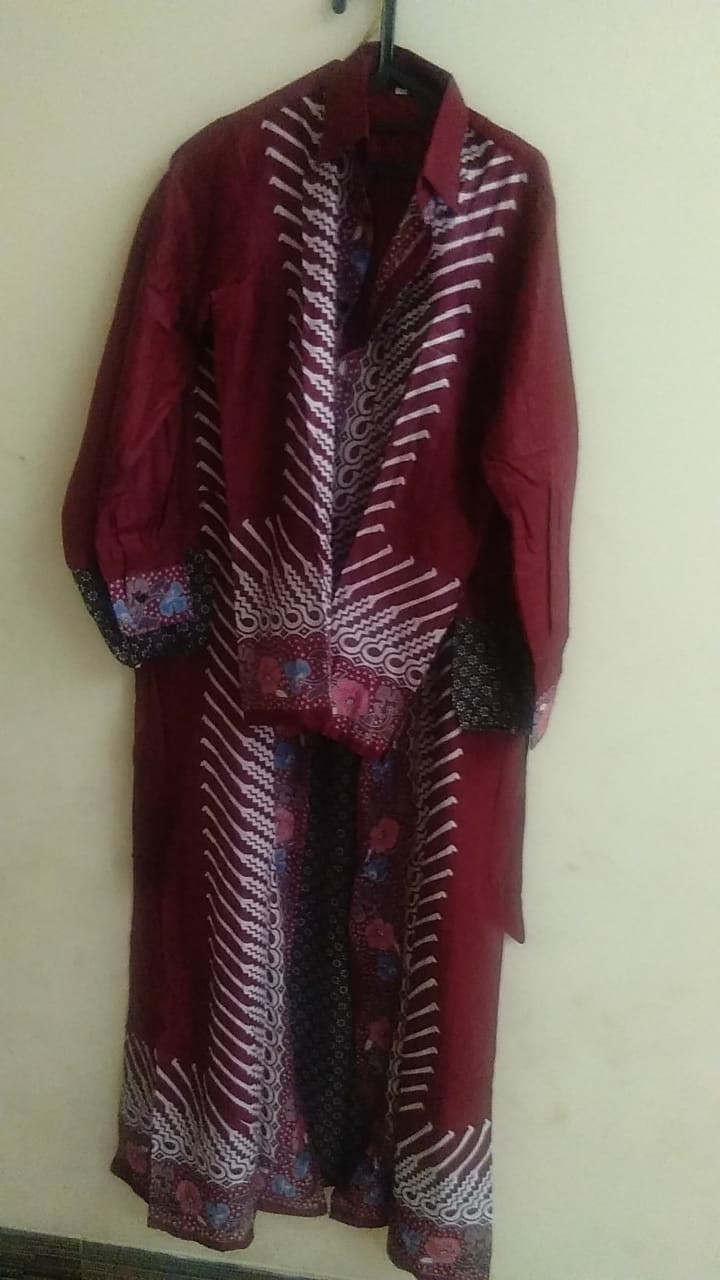 Batik Couple Keluarga (3 Warna) Gamis Busui Motif Modang Kembang Batik Keluarga Seragam Gamis Cardy