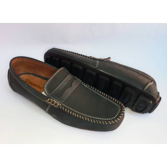 sepatu pria slip on PLAYBOY bahan kulit suide original bisa COD