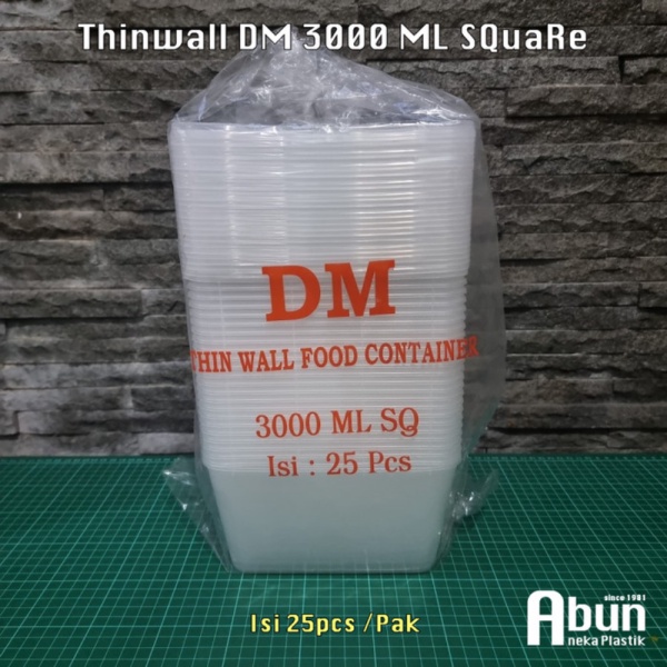 Thinwall 3000 ML Square Isi 25pcs DM - DM Murah