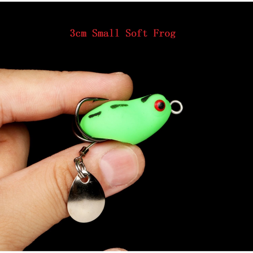 Shengyao 1Pcs Soft Frog Umpan Pancing 3cm/4.2g Fishing Lure Bentuk Katak Lembut Ukuran Dengan Kail Ganda Bass Wobbler Floating Sequin Bait