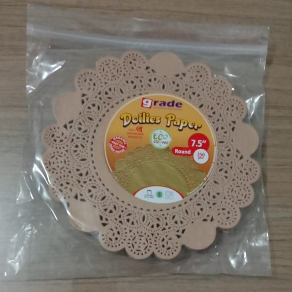 MURAH!!! Kertas Doilies 7.5&quot; ( Warna Coklat ) Kertas Katakan Toples Kue Merk Grade