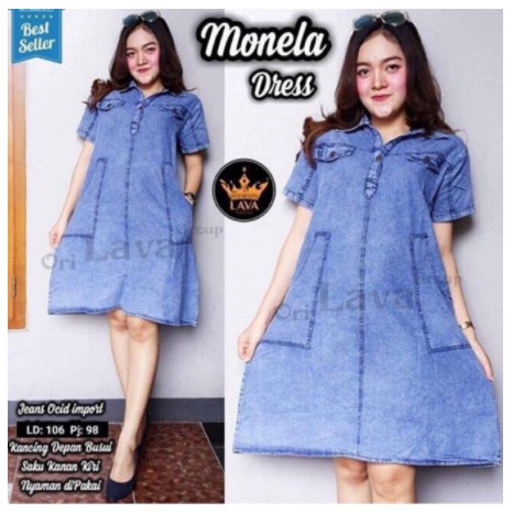 MONELA dress jeans || dress denim warna snow