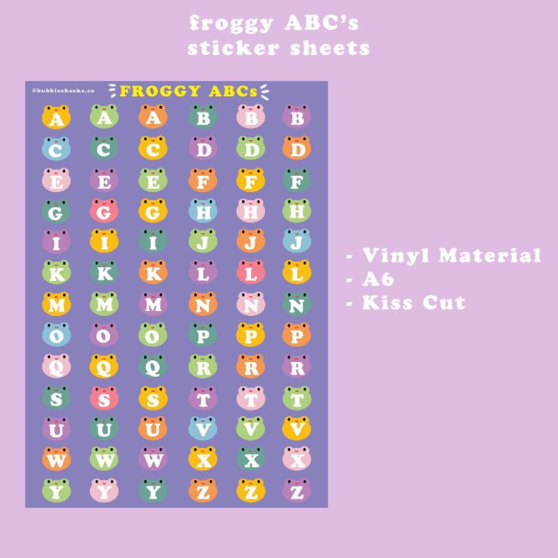 

BUBBLECHEEKS.CO Froggy ABCs sticker sheets
