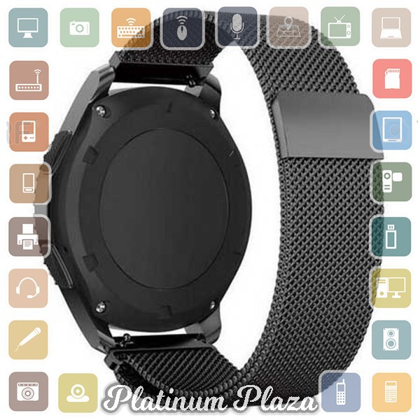 Milanese Strap Watchband Stainless Steel 22mm for Samsung Gear S3 - WS0030 - Black`122XHZ-