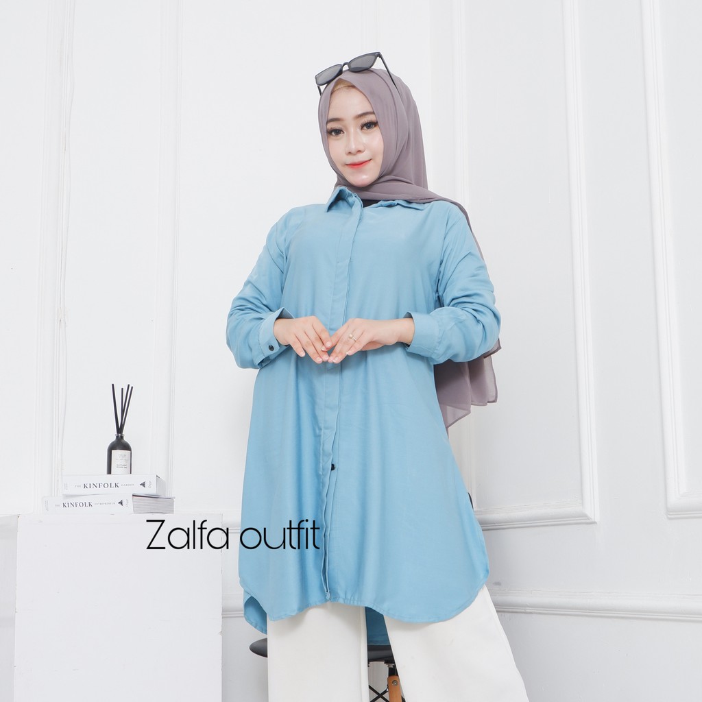 ALINA tunik by ZALFA OUTFIT / kemeja panjang / tunik polos / tunik rayon