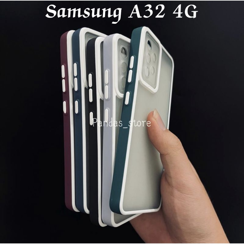 Pro Hybird Samsung A32 4G Softcase Halus dan Elegan / Pinggiran Garis Putih Keren (Pandas)