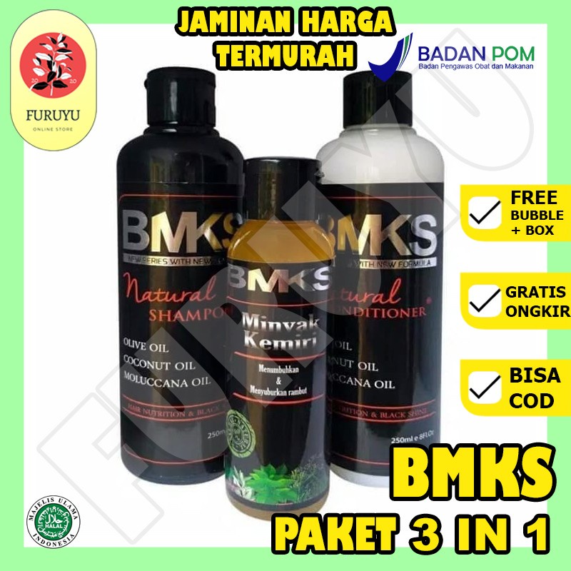 Paket 3in1 BMKS BPOM  Shampoo Conditioner  Minyak Kemiri  BPOM