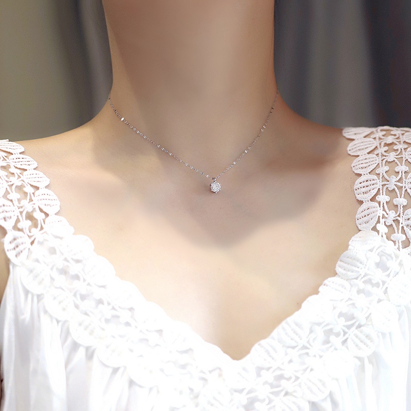 Charm Big Crystal Pendant Necklace Kalung Shining Korea Clavicle Chain Necklaces Women Party Jewelry