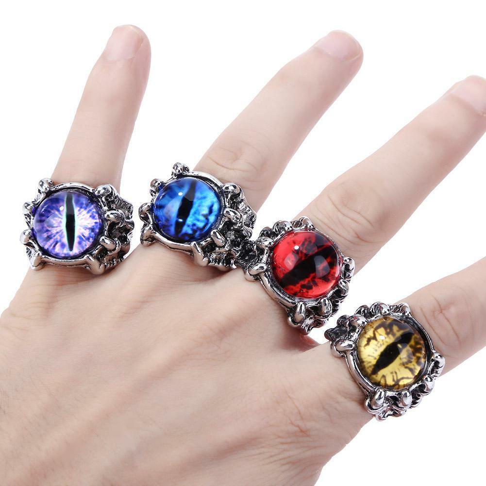 Cincin Desain Cakar Devil 's Eye Gaya Retro Punk Untuk Pria Dan Wanita