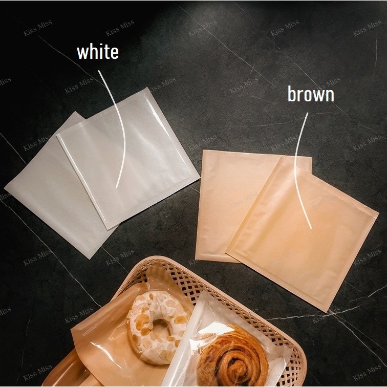PAPER BREAD bag - 18x19 - kantong kertas minyak roti - donat - plastik - kraft - croffle - waffle