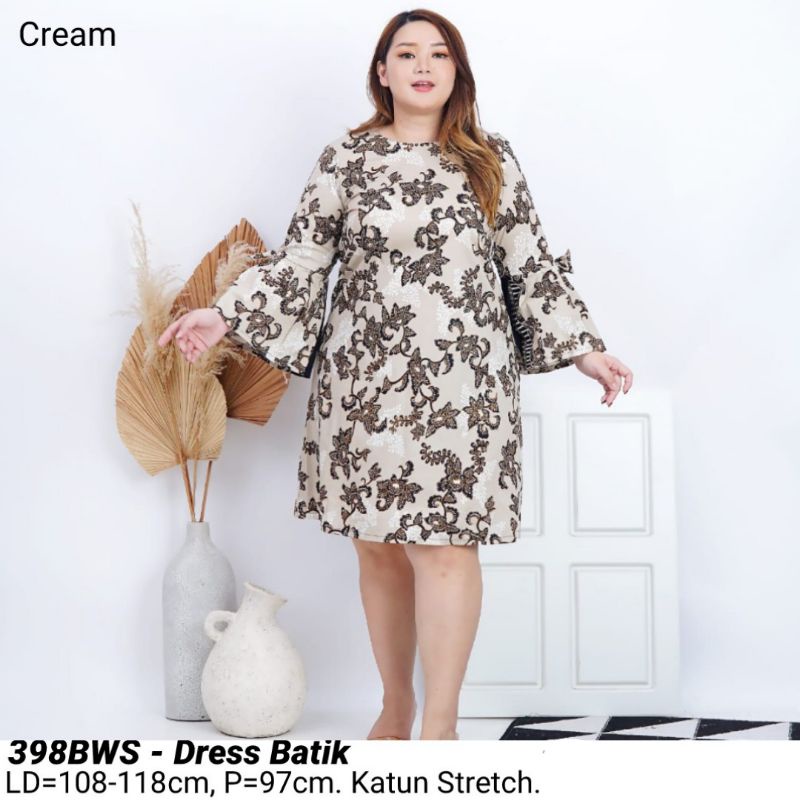 BIGSIZE DRESS BATIK NOVA JUMBO X XL TERUSAN WANITA MODERN 398 KERJA KANTOR MURAH