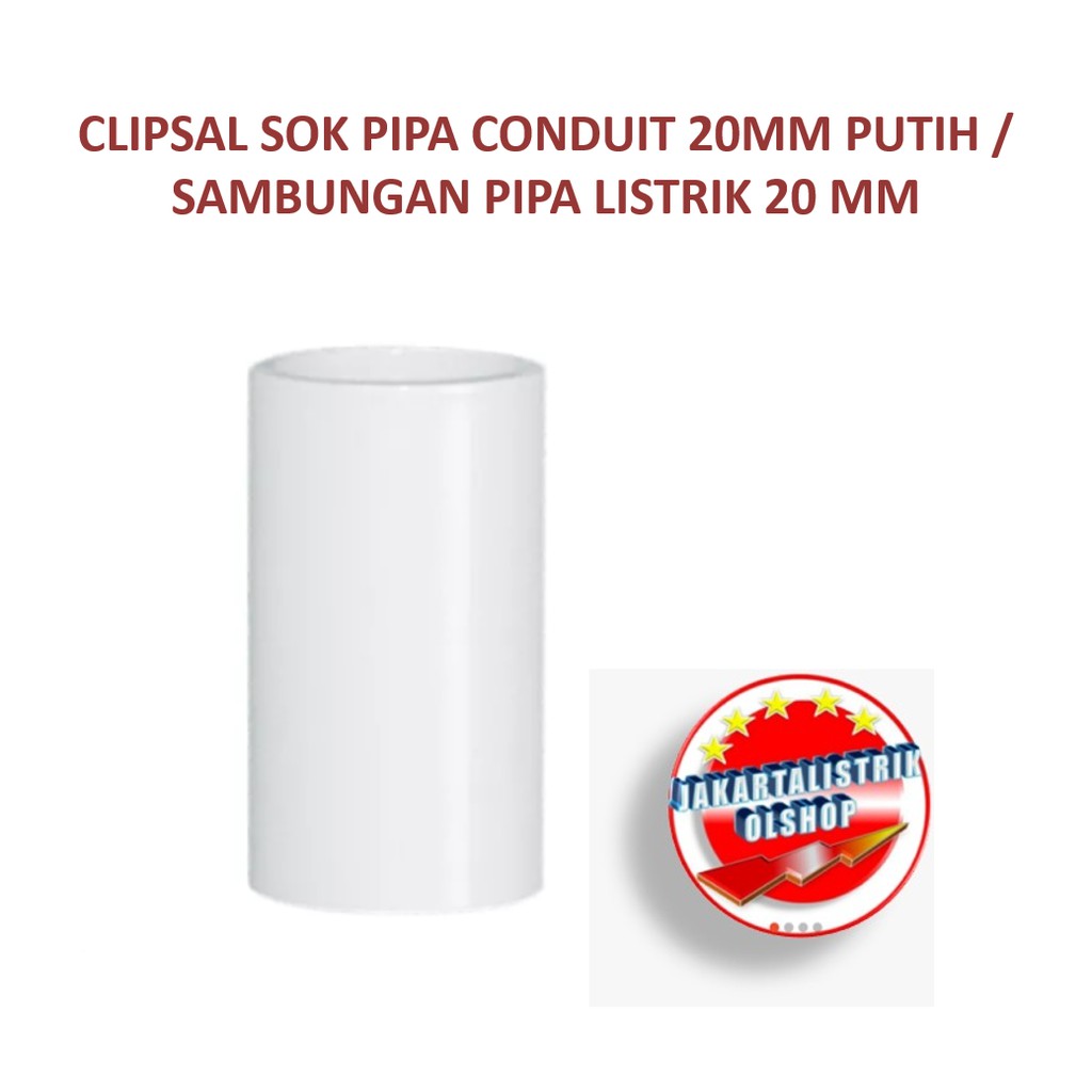 Jual DISKON NIH!!! SOK PIPA CONDUIT 20MM PUTIH / SAMBUNGAN PIPA LISTRIK