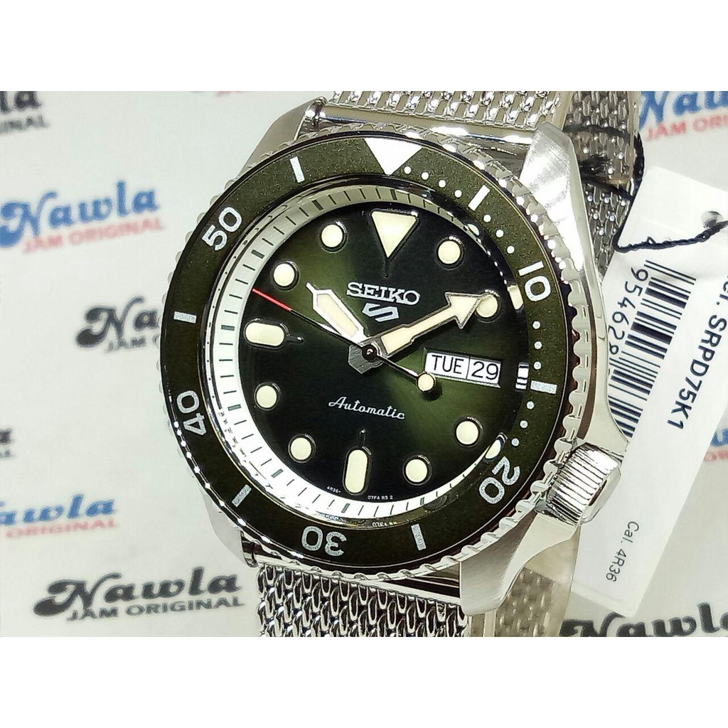 Seiko 5 Sports SRPD75K1 Automatic Green Dial - Jam Tangan Pria SRPD75