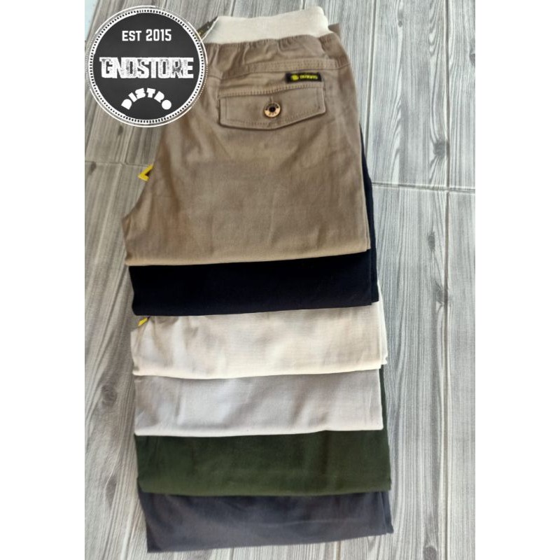 celana chino panjang pinggang karet