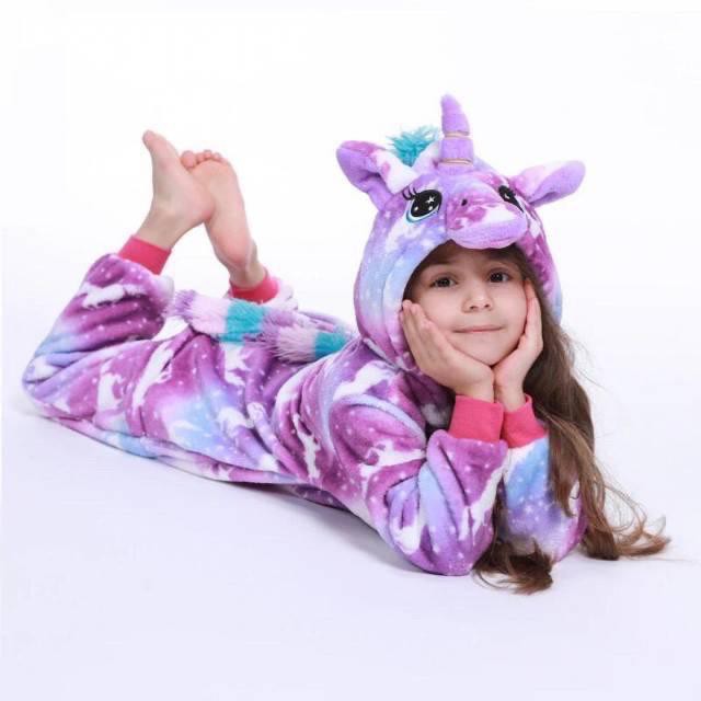 KIGURUMI UNICORN PIYAMA BAJU TIDUR COSTUM COSPLAY HEWAN KOSTUM KARAKTER ANAK