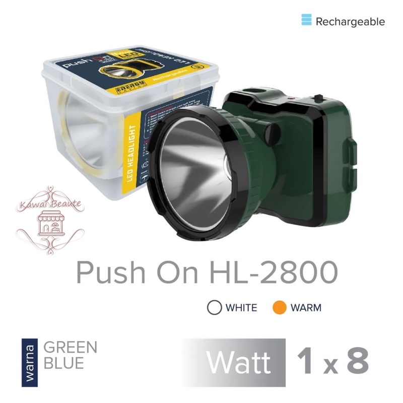 PushON HL-2800 Senter Kepala Besar cas LED super bright