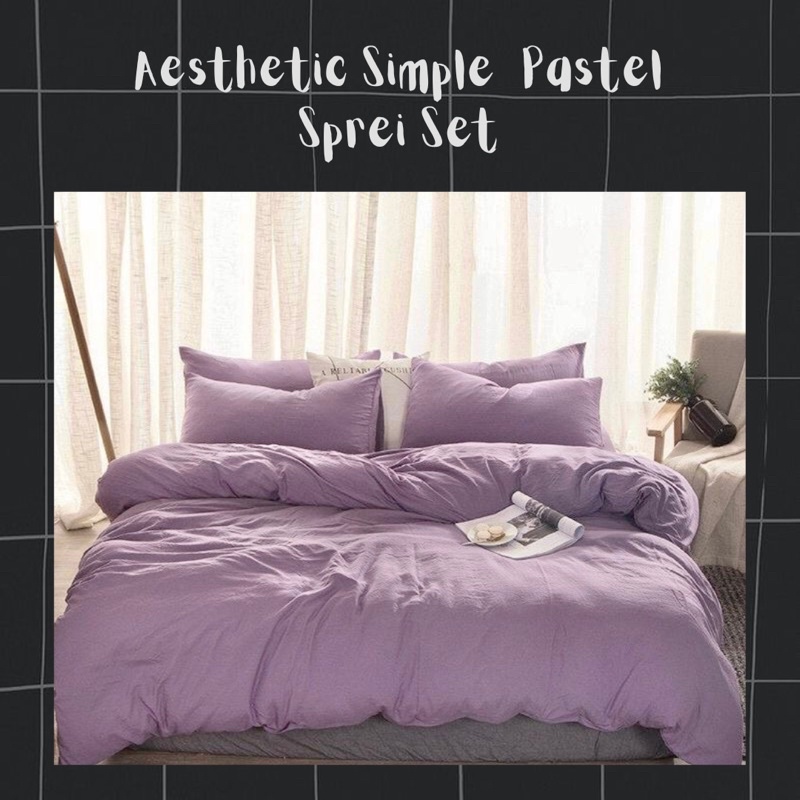 @sweetdecor.id Aesthetic Simple Pastel Seprai Set [Sprei Set Polos warna pastel Kain Microtex]