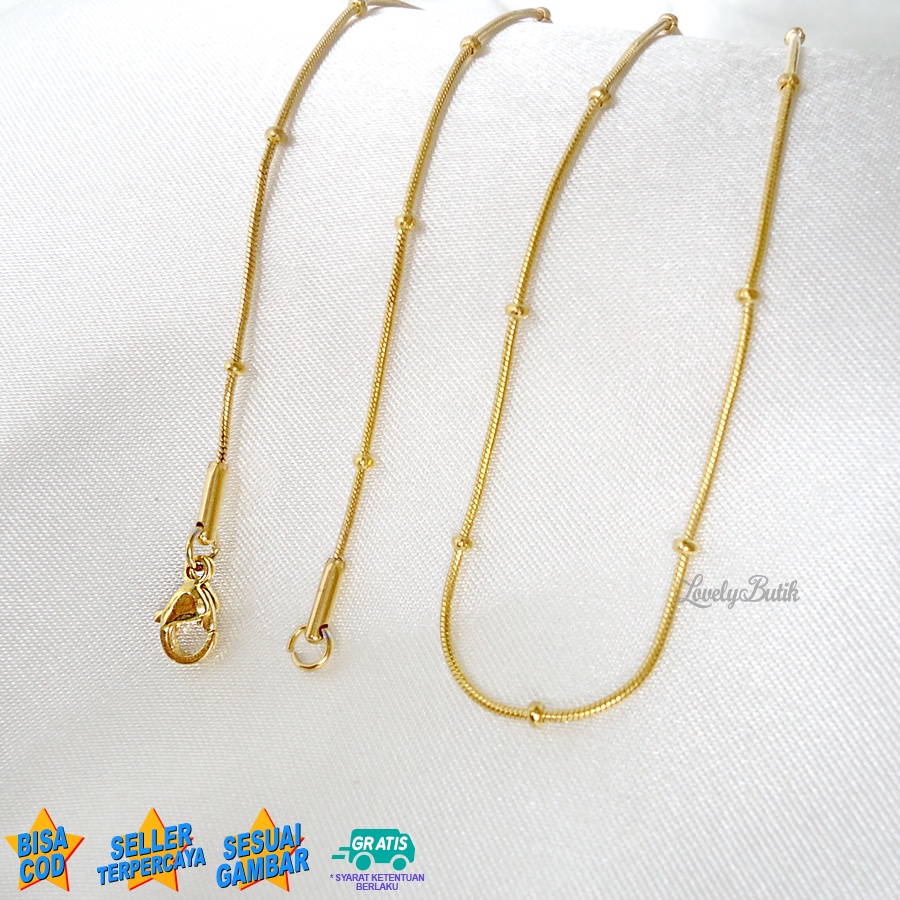 Lovelybutik Rantai Kalung Titanium Anti Karat Wanita Pria Model Terbaru Rantai Biji Lada Panjang Rantai 45 Cm