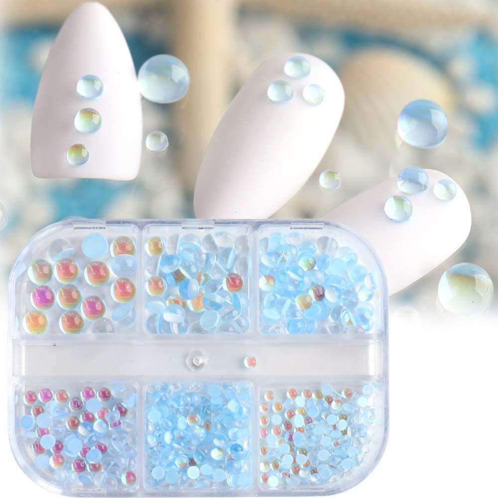 Mxbeauty Kuku Aurora Berlian Imitasi Symphony Bulat Manik-Manik Desain Manicure Dekorasi Ukuran Campur DIY Ornamen