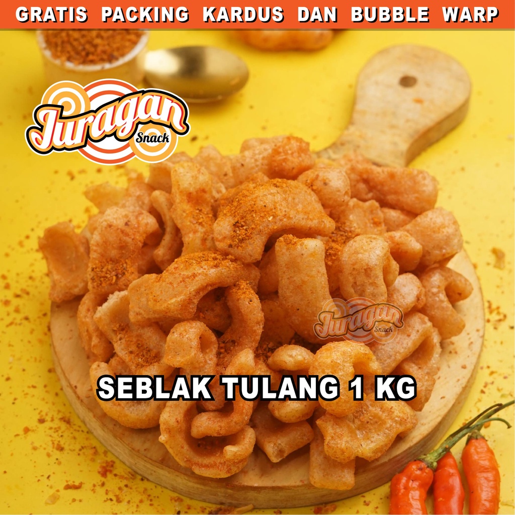 KERUPUK SEBLAK TULANG PEDAS 1 KG snack kiloan makanan ringan jajanan cemilan camilan pedas asin gurih murah