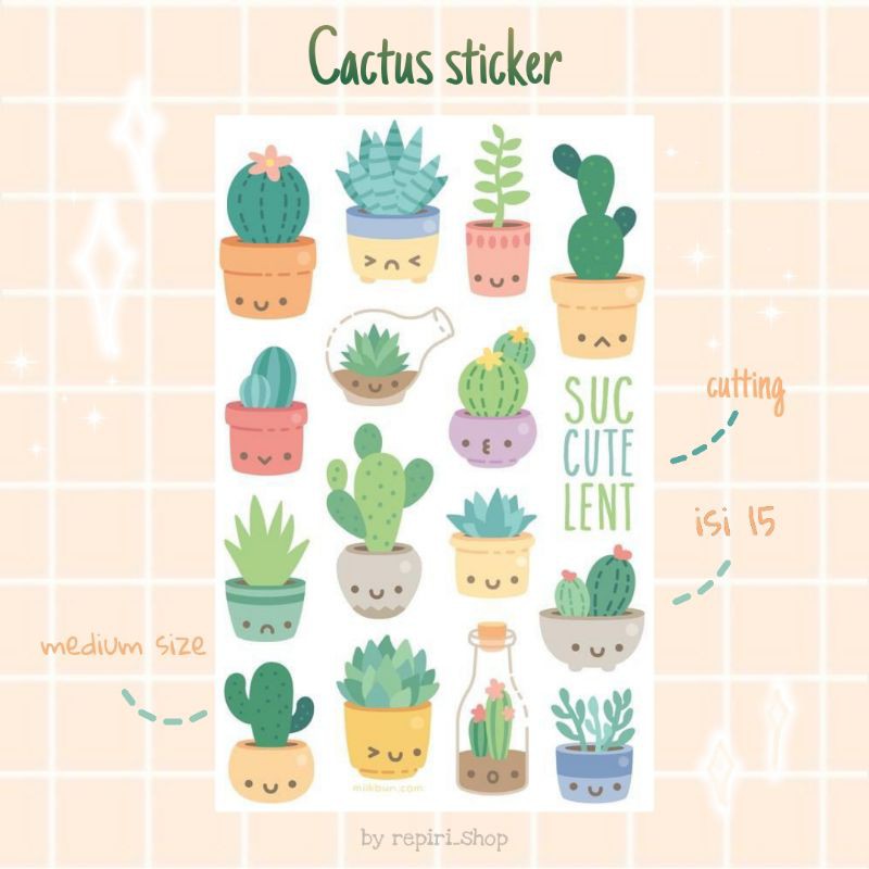 

CACTUS STICKER SET DIE CUT | STICKER CACTUS