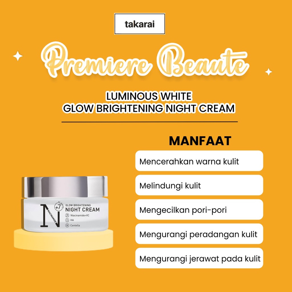 [COD] Pelembab Wajah Premiere Beaute Luminous White Brightning Night Cream Krim Malam - BPOM ORIGINAL